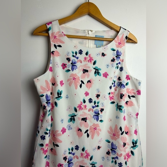 CeCe Midi Dress 8 Floral pleated Hem Cottage  Sheer old money Resort Vacation - Picture 5 of 14